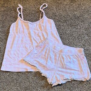 Women's Light Pink Plaid Pajama Set